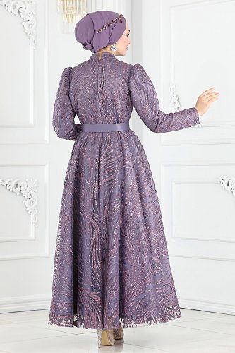 moda selvim Evening Dress 6530YG95 Lila - Thumbnail