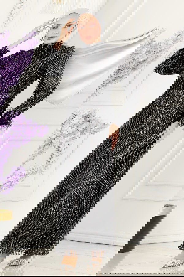 Modaselvim فستان سهرة فستان سهرة أسود وفضي 6539YG95