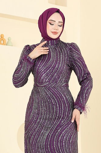 moda selvim فستان سهرة توتي 6539YG95 - Thumbnail