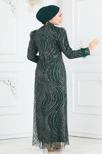 moda selvim Evening Dress 6539YG95 Emerald - Thumbnail