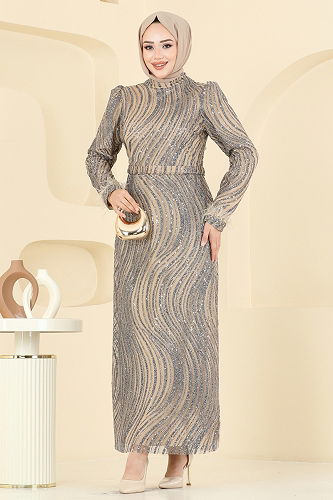 moda selvim Evening Dress 6539YG95 Gold - Thumbnail