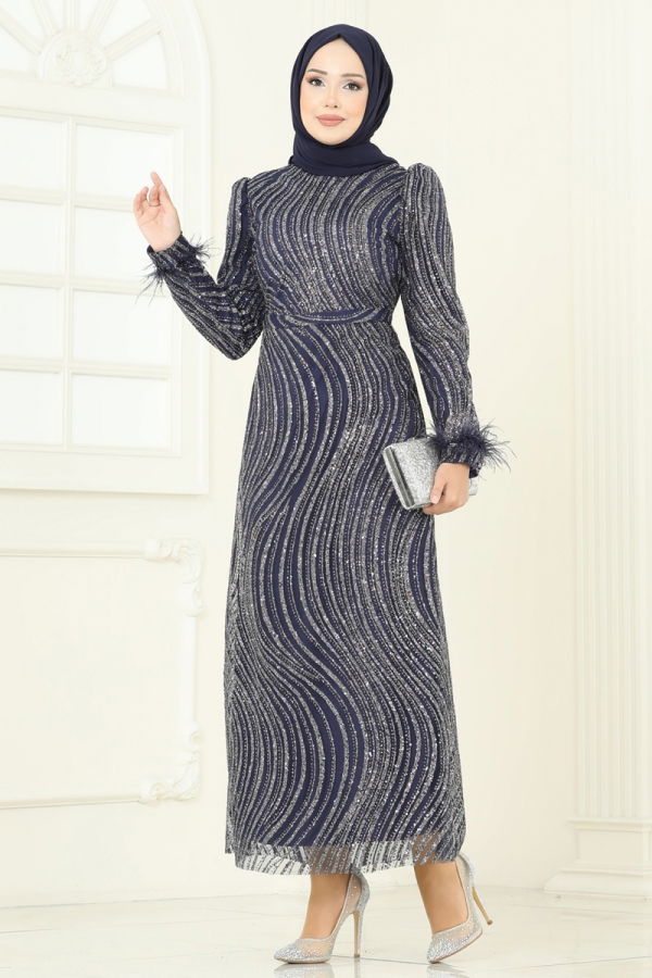 Modaselvim EVENING DRESSES Evening Dress 6539YG95 Light Navy Blue