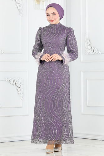 moda selvim Evening Dress 6539YG95 Lila - Thumbnail