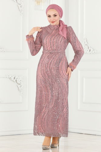 moda selvim Evening Dress 6539YG95 Rose Dried - Thumbnail