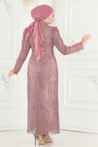 moda selvim Evening Dress 6539YG95 Rose Dried - Thumbnail