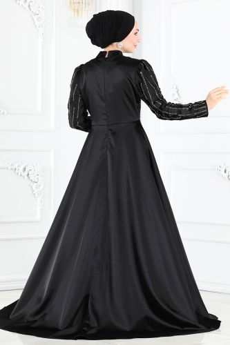 moda selvim Evening Dress 6541YG95 Black - Thumbnail