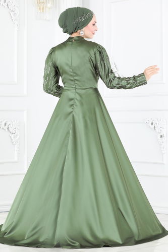 moda selvim Evening Dress 6541YG95 Henna Green - Thumbnail