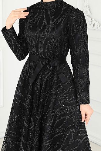 moda selvim Evening Dress 6543YG95 Black - Thumbnail