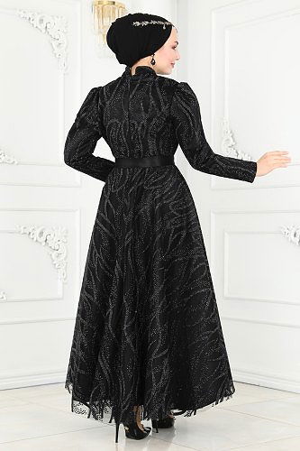 moda selvim Evening Dress 6543YG95 Black - Thumbnail