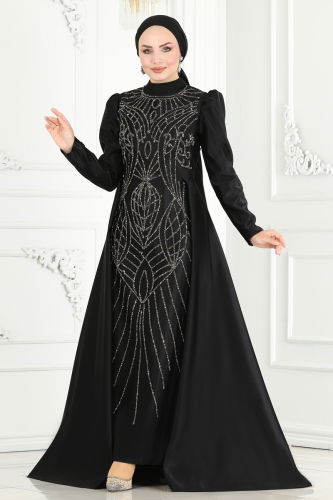 moda selvim EVENING DRESS 6546YG95 Black - Thumbnail