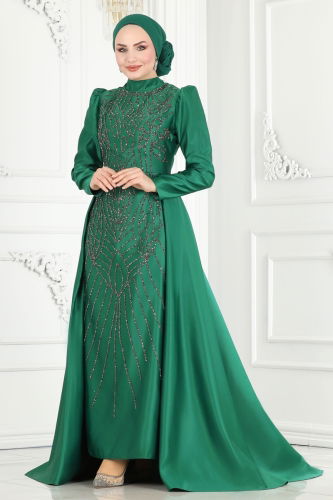 moda selvim EVENING DRESS 6546YG95 Emerald - Thumbnail