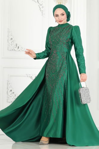 moda selvim EVENING DRESS 6546YG95 Emerald - Thumbnail