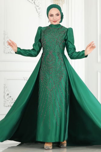 moda selvim EVENING DRESS 6546YG95 Emerald - Thumbnail