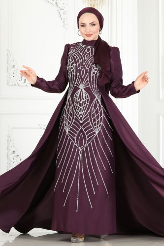 moda selvim EVENING DRESS 6546YG95 Purple - Thumbnail