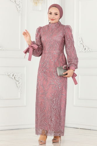 moda selvim Evening Dress 6567YG95 Rose Dried - Thumbnail