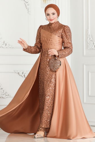 moda selvim Evening Dress 6571YG95 Salmon - Thumbnail