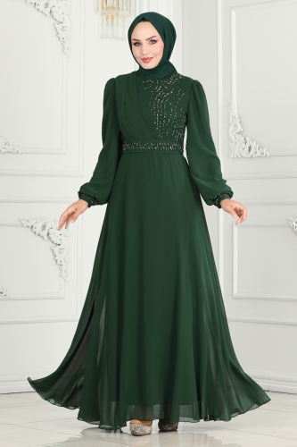 moda selvim EVENING DRESS 6583YG95 Emerald - Thumbnail