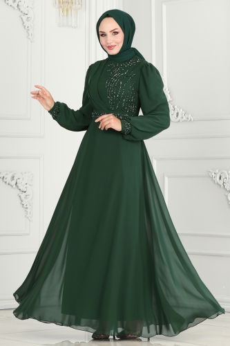 moda selvim EVENING DRESS 6583YG95 Emerald - Thumbnail