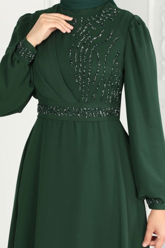 moda selvim EVENING DRESS 6583YG95 Emerald - Thumbnail