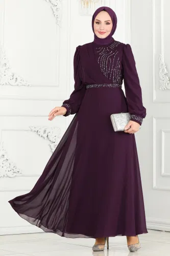 moda selvim Evening Dress 6583YG95 Purple - Thumbnail