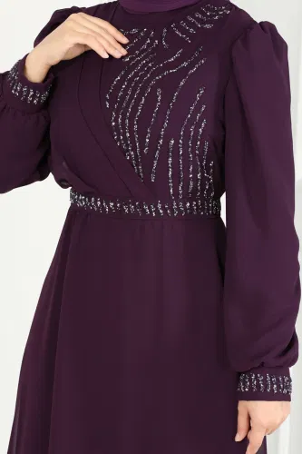 moda selvim Evening Dress 6583YG95 Purple - Thumbnail