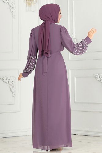 moda selvim Evening Dress 6585YG95 Lilac - Thumbnail