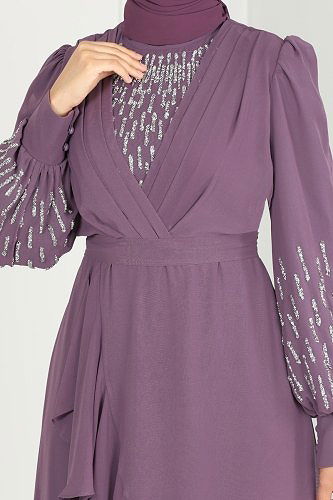 moda selvim Evening Dress 6585YG95 Lilac - Thumbnail