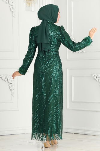 moda selvim Evening Dress 6588YG95 Emerald - Thumbnail