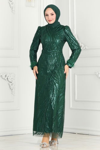 moda selvim EVENING DRESS 6588YG95 Emerald - Thumbnail