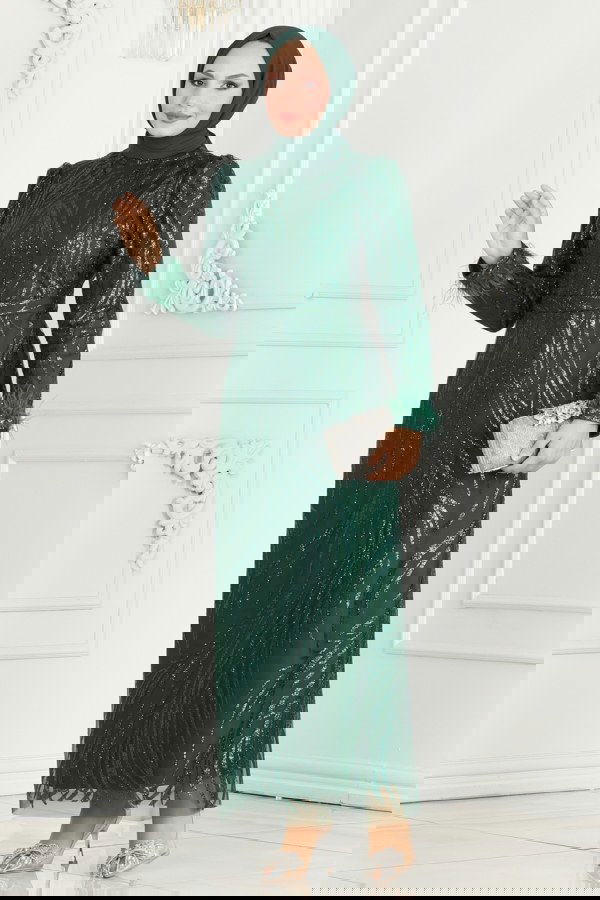 Modaselvim خصم صافٍ20%+20% في سلة التسوق فستان سهرة زيتي 6588YG95