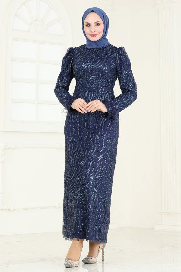 Evening Dress 6589YG95 Dark Navy Blue - 2