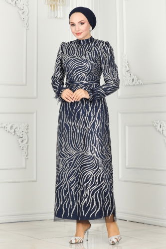 Y.G.S. - Evening Dress 6589YG95 Navy Blue