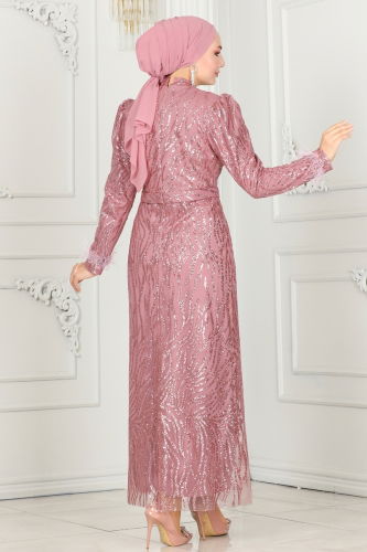 moda selvim Evening Dress 6589YG95 Rose Dried - Thumbnail