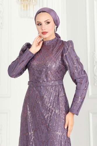 moda selvim Evening Dress 6590YG95 Lilac - Thumbnail