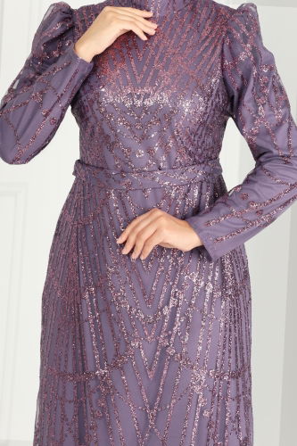 moda selvim Evening Dress 6590YG95 Lilac - Thumbnail