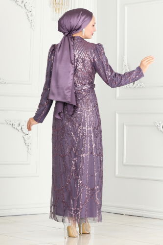 moda selvim Evening Dress 6590YG95 Lilac - Thumbnail