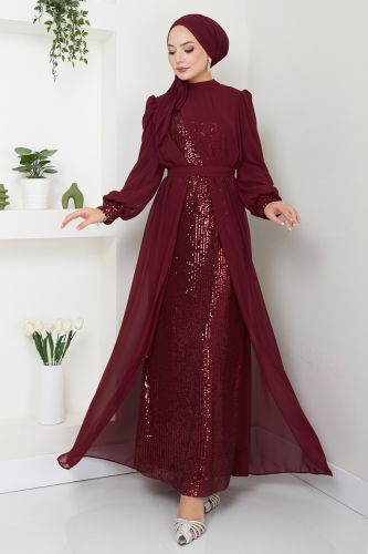 Y.G.S. - Evening Dress 6591YG95 Burgundy