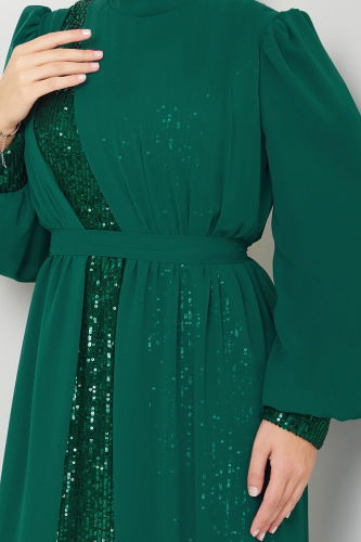 moda selvim Evening Dress 6591YG95 Emerald - Thumbnail