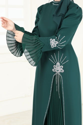 moda selvim Evening Dress 6617YG95 Emerald - Thumbnail