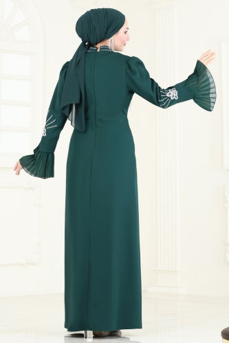 moda selvim Evening Dress 6617YG95 Emerald - Thumbnail