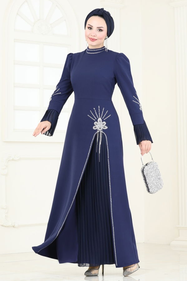 Evening Dress 6617YG95 Navy Blue - 2