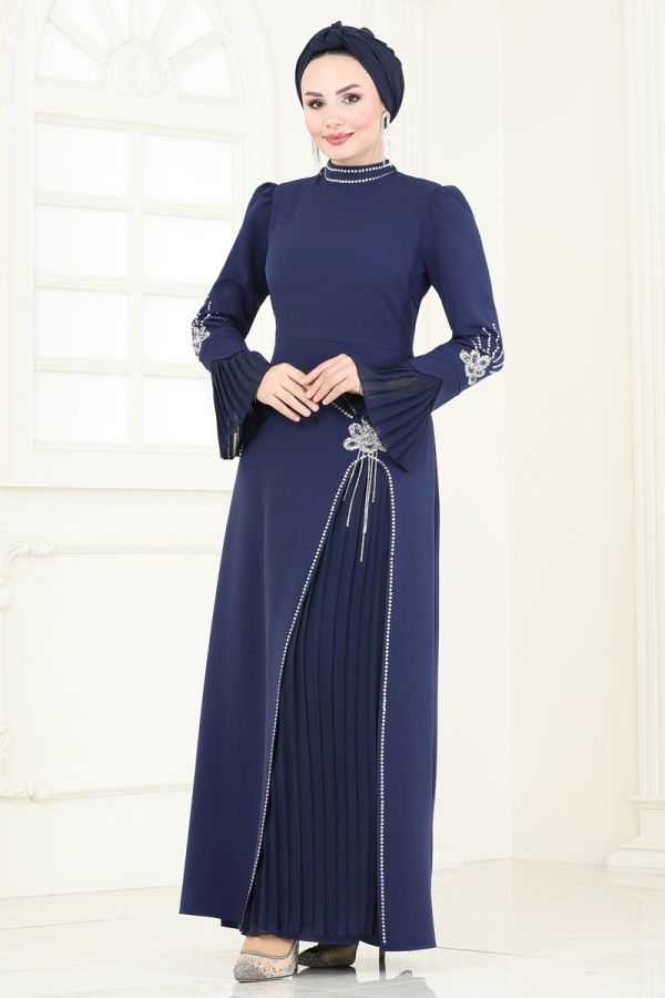 Evening Dress 6617YG95 Navy Blue - 3