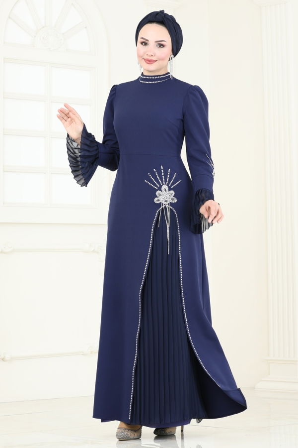 Evening Dress 6617YG95 Navy Blue - 1