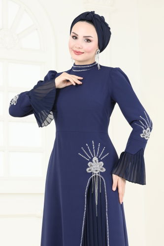 Evening Dress 6617YG95 Navy Blue - 4