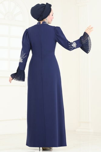 Evening Dress 6617YG95 Navy Blue - 6