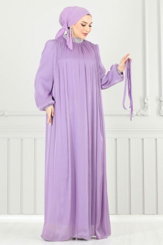 moda selvim Evening Dress 6622YG95 Lilac - Thumbnail
