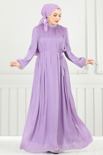 moda selvim Evening Dress 6622YG95 Lilac - Thumbnail
