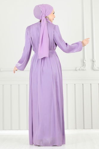 moda selvim Evening Dress 6622YG95 Lilac - Thumbnail