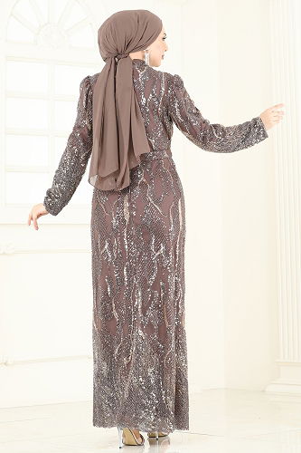 moda selvim Evening Dress 6628YG95 Powder Vision - Thumbnail