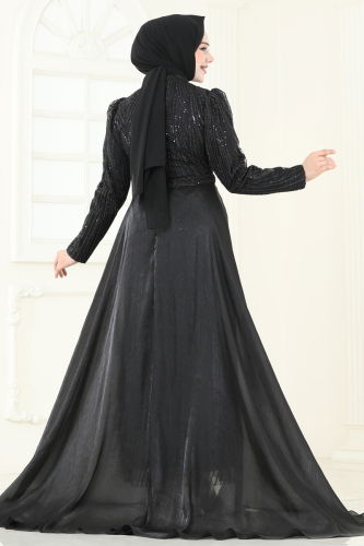 moda selvim Evening Dress 6632YG95 Black - Thumbnail